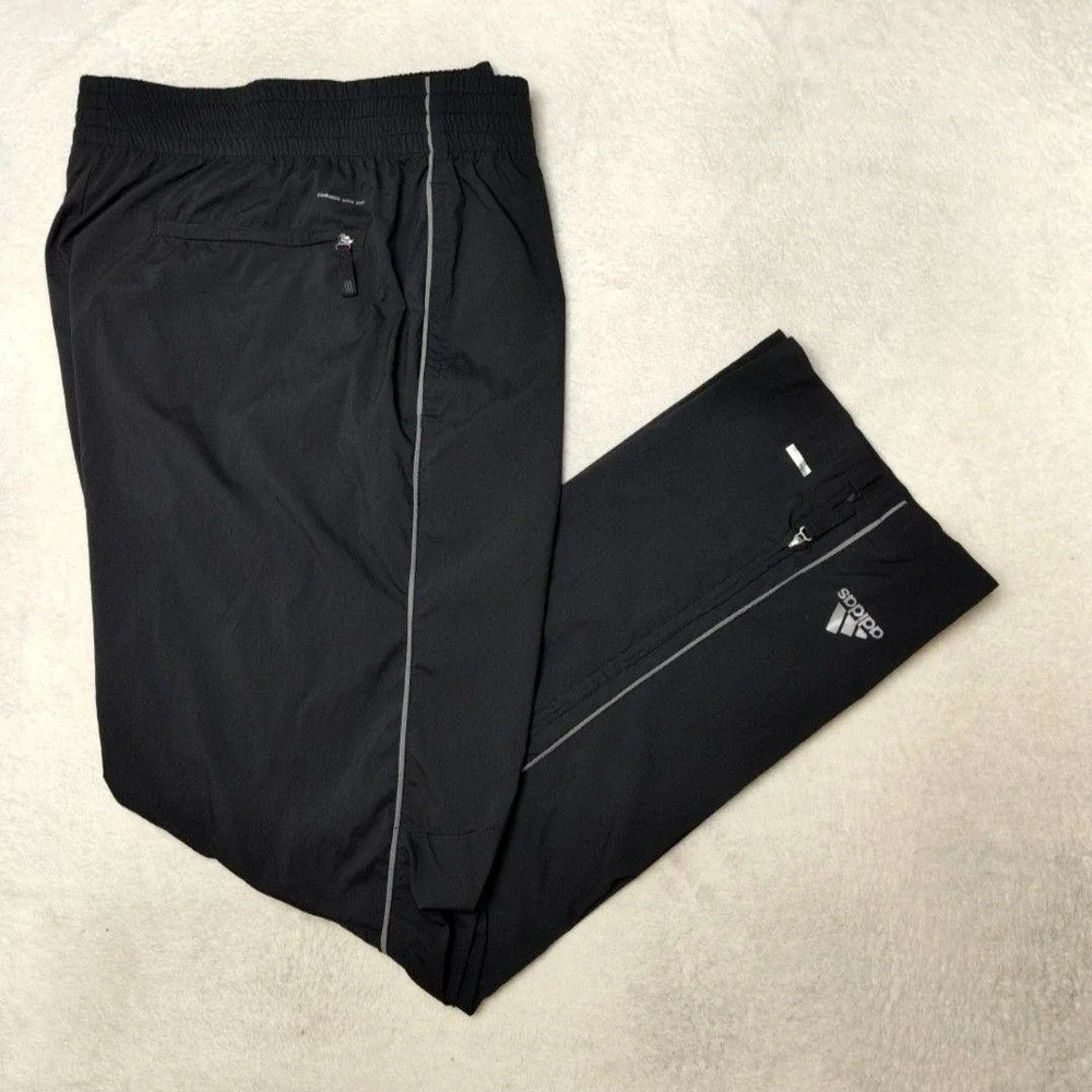 Adidas Track Pants Mens M Black Climaproof Wind Windproof Running Golf Tennis